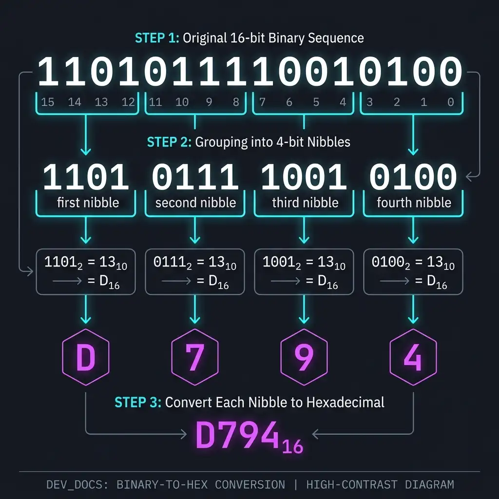 Binary to Hex 4-Bit Grouping
