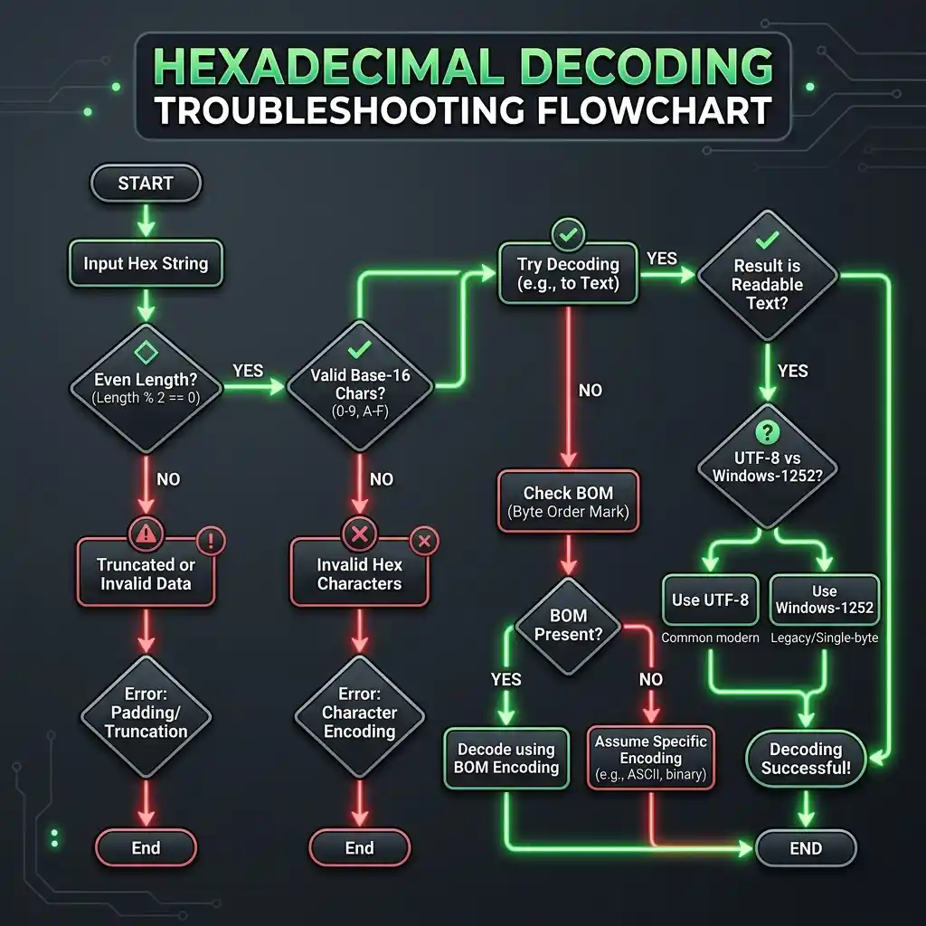 Hex Decoding Troubleshooting Flowchart