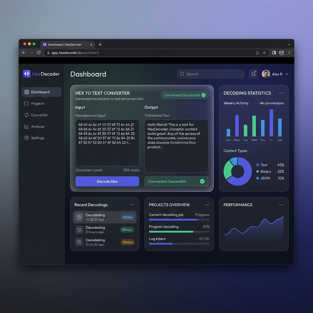 HexDecoder User Interface Mockup